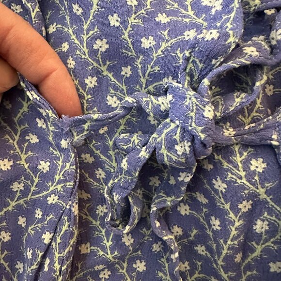 Vintage April Cornell Button Front Maxi Dress LARGE Floral Periwinkle - Picture 7 of 7